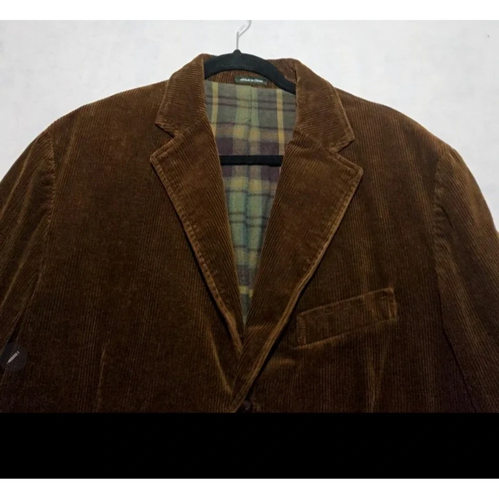 J Crew Mens Corduroy Jacket Mens L Blazer Fleece Lined Academia Barn Coat Brown‎